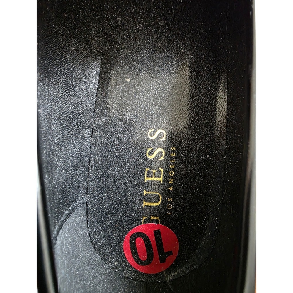 NWOT Guess Hillford W 10 Chunky Lug Sole Gold Chain Black Patent Leather Loafer - Picture 8 of 11